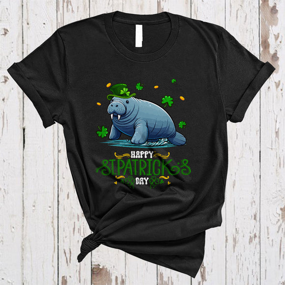 MacnyStore - Happy St. Patrick's Day, Joyful Leprechaun Manatee Lover, Sea Animal Irish Lucky Shamrock T-Shirt