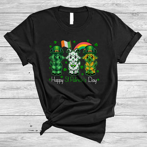 MacnyStore - Happy St. Patrick's Day, Lovely Three Green Plaid Goat Lover, Shamrocks Matching Farmer Group T-Shirt