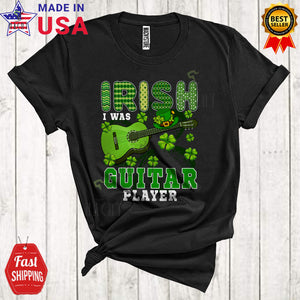 MacnyStore - Irish I Was Guitar Player Cool Happy St. Patrick's Day Shamrocks Leprechaun Musical Instruments Player T-Shirt