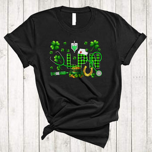 MacnyStore - LPN, Awesome St. Patrick's Day Stethoscope Shamrocks, Nursing Matching Nurse Group T-Shirt