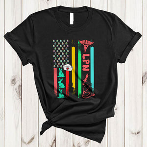 MacnyStore - LPN, Wonderful Easter Day Proud US Flag Egg Hunt Lover, Matching LPN Nurse Group T-Shirt