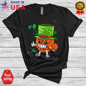 MacnyStore - Leprechaun Basketball Playing Cool Cute St. Patrick's Day Shamrocks Basketball Player Playing Team T-Shirt