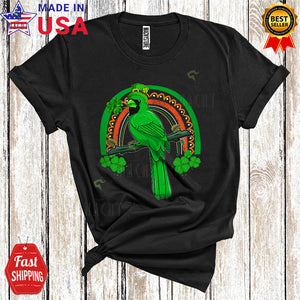 MacnyStore - Leprechaun Cardinal Bird With Shamrock Rainbow Cute Happy St. Patrick's Day Bird Animal Lover T-Shirt