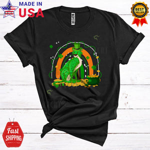 MacnyStore - Leprechaun Cheetah Cute Cool St. Patrick's Day Rainbow Matching Cheetah Wild Animal Lover T-Shirt