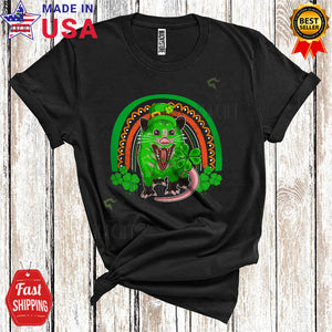 MacnyStore - Leprechaun Opossum With Shamrock Rainbow Cute Happy St. Patrick's Day Zoo Wild Animal Lover T-Shirt