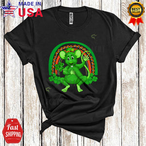 MacnyStore - Leprechaun Rat With Shamrock Rainbow Cute Happy St. Patrick's Day Zoo Wild Animal Lover T-Shirt