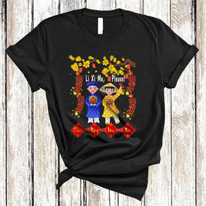 MacnyStore - Li Xi Me Please, Adorable Vietnamese Lunar New Year 2024, Traditional Boy Girl Vietnamese Hat T-Shirt