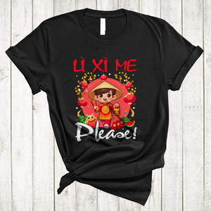 MacnyStore - Li Xi Me Please, Lovely Happy Lunar New Year Tet Dragon, Vietnamese Flowers Boy Family T-Shirt