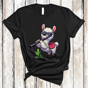 MacnyStore - Llama Playing Clarinet, Lovely Llama Sunglasses Animal Lover, Musical Instruments Player T-Shirt