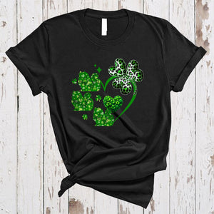 MacnyStore - Lucky Persian Cat Shamrock Heart Shape, Lovely St. Patrick's Day Leopard Shamrock, Irish Group T-Shirt