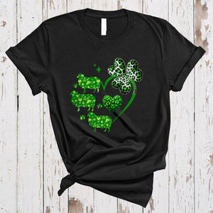 MacnyStore - Lucky Sheep Shamrock Heart Shape, Lovely St. Patrick's Day Leopard Shamrock, Irish Group T-Shirt