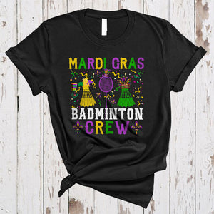 MacnyStore - Mardi Gras Badminton Crew, Wonderful Mardi Gras Mask Beads, Matching Sport Player Team T-Shirt