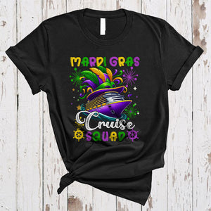 MacnyStore - Mardi Gras Cruise Squad, Cheerful Mardi Gras Cruise Ship Mask, Matching Family Trip Group T-Shirt