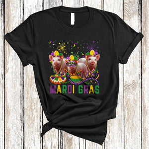 MacnyStore - Mardi Gras, Amazing Mardi Gras Three Pig Lover, Beads King Cake Parades Group T-Shirt