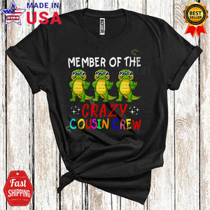 MacnyStore - Member Of The Crazy Cousin Crew Funny Cute Three Crocodiles Animal Family Group T-Shirt