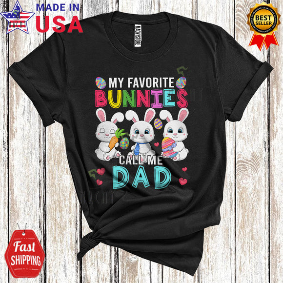 MacnyStore - My Favorite Bunnies Call Me Dad Cute Cool Easter Leopard Plaid Three Bunnies Family Group T-Shirt