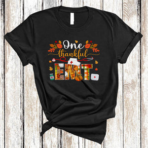 MacnyStore - One Thankful EMT, Amazing Thanksgiving Nurse Hat Stethoscope Fall Leaf, Matching Nurse Group T-Shirt