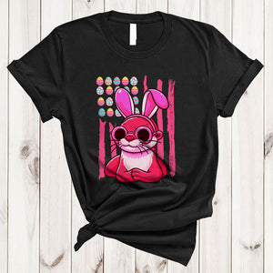 MacnyStore - Otter Bunny Easter Egg US Flag, Lovely Easter Day Sea Animal Lover, Egg Hunt Family Group T-Shirt