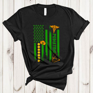 MacnyStore - Pediatric, Wonderful St. Patrick's Day Proud US Flag Shamrock, Matching Pediatric Nurse Group T-Shirt