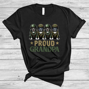 MacnyStore - Proud Grandpa, Adorable Four Pit Bull Veteran, US Soldier Veteran Proud Matching Family Group T-Shirt