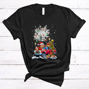 MacnyStore - Santa Cockapoo On Pickup Truck, Lovely Christmas Tree Lights, X-mas Pajamas Family Group T-Shirt