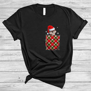 MacnyStore - Santa Otter In Christmas Pocket, Lovely Merry X-mas Plaid, Otter Sea Animal Lover T-Shirt