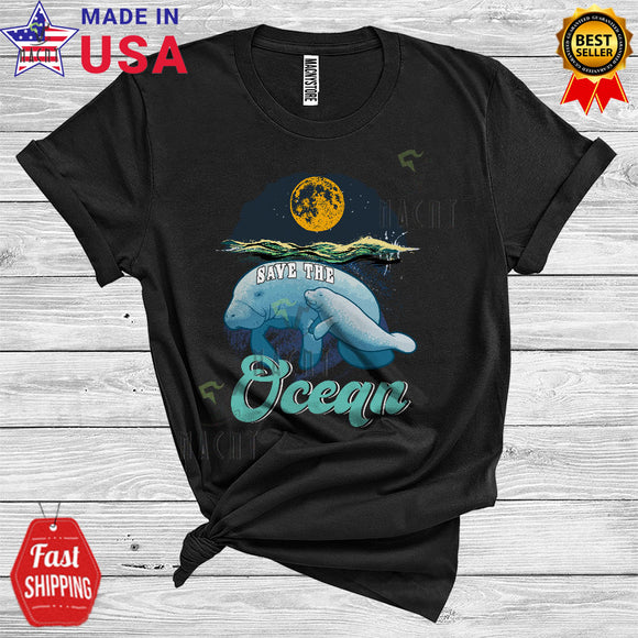 MacnyStore - Save The Ocean Cool Cute Earth Day Matching Manatee Sea Animal Ocean Lover T-Shirt