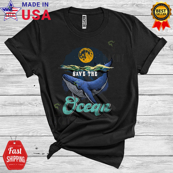 MacnyStore - Save The Ocean Cool Cute Earth Day Matching Whale Sea Animal Ocean Lover T-Shirt