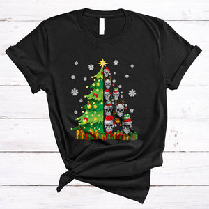 MacnyStore - Scary Skull Christmas Tree, Funny Santa ELF Reindeer Skull, Snow Family Pajama Group T-Shirt