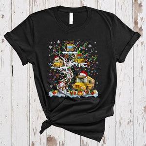 MacnyStore - School Bus On Christmas Tree, Wonderful X-mas Snow Around, Santa School Bus X-mas T-Shirt