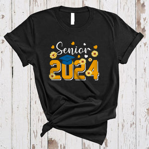 MacnyStore - Senior 2024, Proud Graduation Class Of 2024 Graduate, Sunflower Graduation Party Group T-Shirt