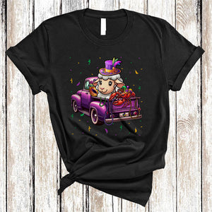 MacnyStore - Sheep Crawfish On Pickup Truck Mardi Gras, Amazing Mardi Gras Sheep Lover, Farmer Group T-Shirt