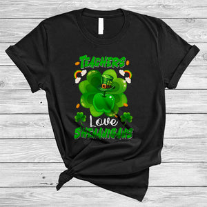 MacnyStore - Teachers Love Shenanigans, Wonderful St. Patrick's Day Shamrock Shape, Lucky Irish Proud T-Shirt