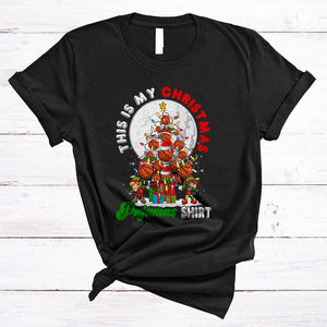 MacnyStore - This Is My Christmas Pajamas Shirt, Joyful Basketball X-mas Tree Lights, ELF Dabbing Group T-Shirt