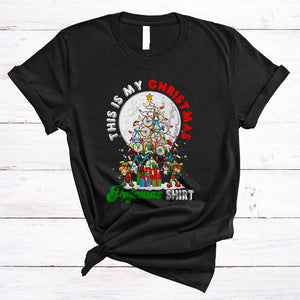 MacnyStore - This Is My Christmas Pajamas Shirt, Joyful Bicycle X-mas Tree Lights, ELF Dabbing Group T-Shirt