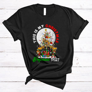 MacnyStore - This Is My Christmas Pajamas Shirt, Joyful Excavator X-mas Tree Lights, ELF Dabbing Group T-Shirt