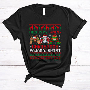 MacnyStore - This Is My Gaming Christmas Pajama Shirt, Funny Sweater Video Games Controller, X-mas Gamer Snow T-Shirt