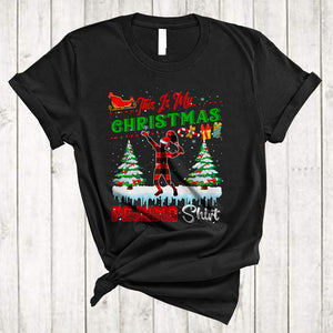 MacnyStore - This is My Christmas Pajama Shirt, Amazing X-mas Badminton Player Red Plaid, Badminton Sport Team T-Shirt