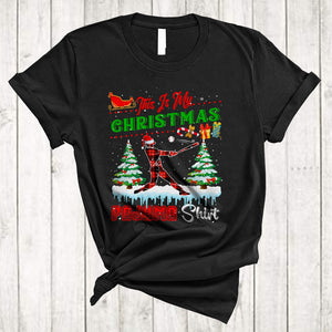 MacnyStore - This is My Christmas Pajama Shirt, Amazing X-mas Baseball Player Red Plaid, Baseball Sport Team T-Shirt