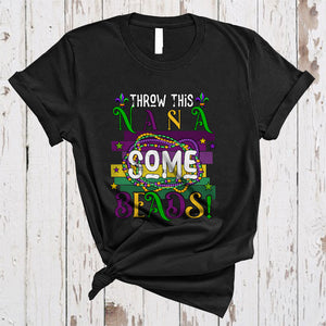 MacnyStore - Throw This Nana Some Beads, Amazing Mardi Gras Beads, Matching Parades Family Group T-Shirt